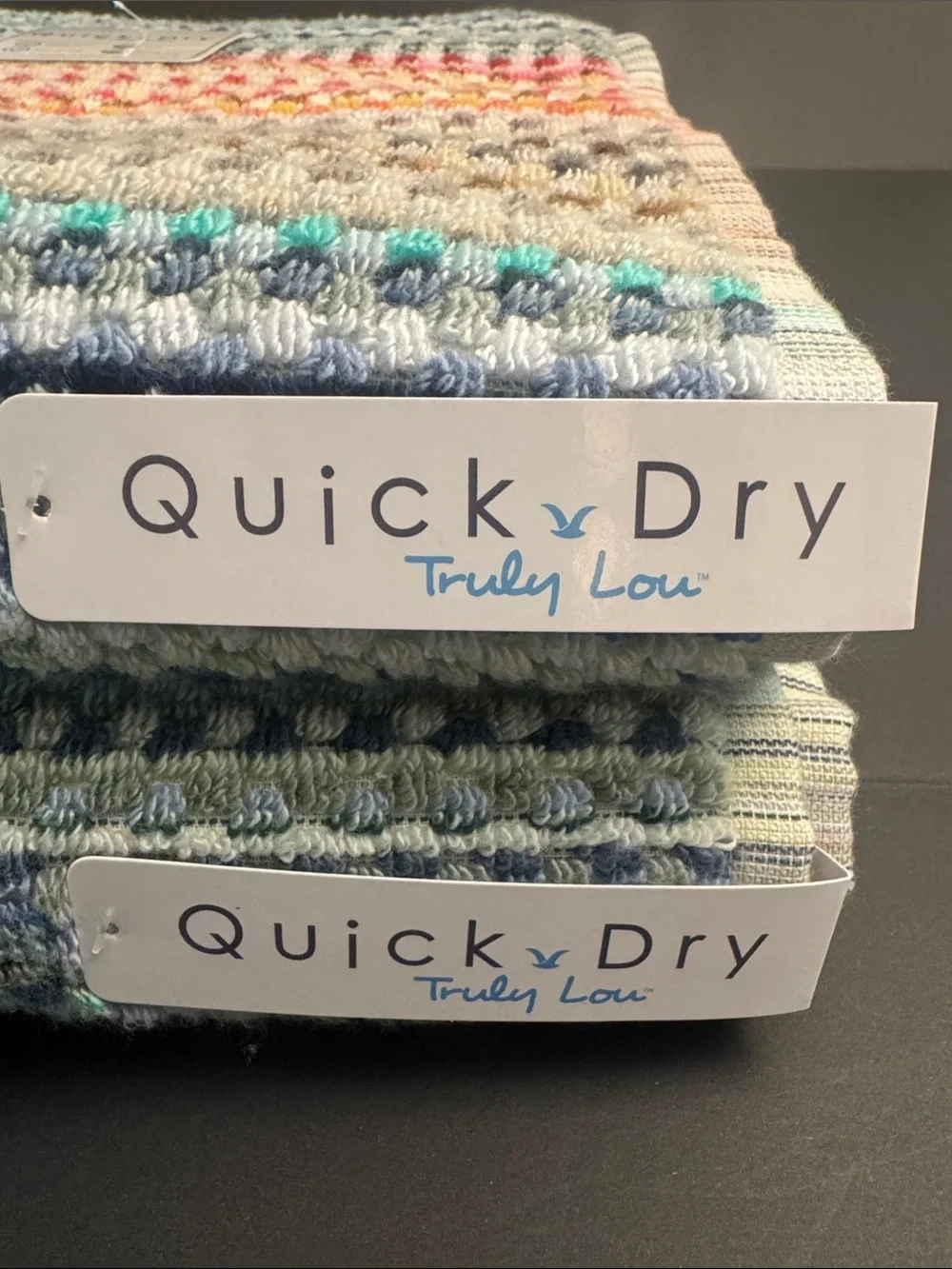 3pc TRULY LOU Quick Dry Zero Twist Cotton Bath Towel Set -Multi